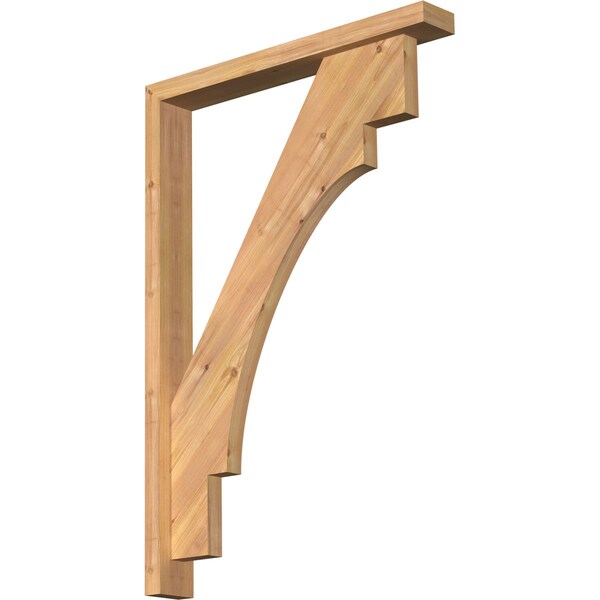 Ekena Millwork Merced Block Smooth Bracket w/ Offset Brace, Western Red Cedar, 3 1/2"W x 26"D x 38"H BKT0402X26X38MRC05SWR - main